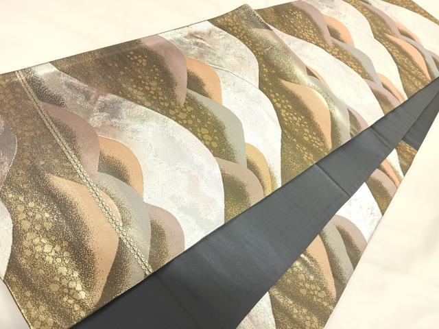平和屋着物◎六通柄袋帯 風景文 金銀糸 正絹 逸品 AABI1194yx