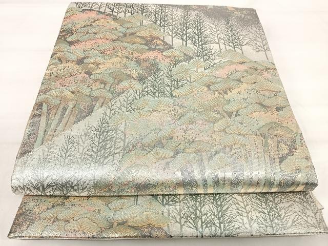 平和屋着物◎佐賀錦 六通柄袋帯 風景文 金銀糸 正絹 逸品 AABI1196yx
