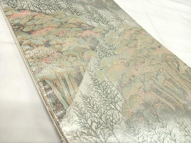 平和屋着物◎佐賀錦 六通柄袋帯 風景文 金銀糸 正絹 逸品 AABI1196yx