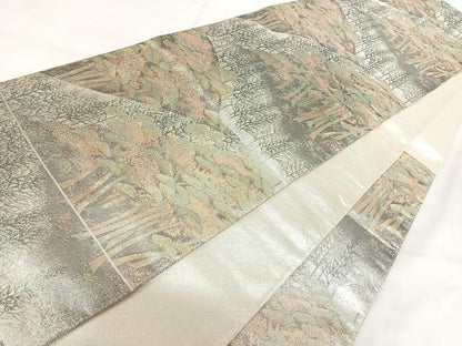 平和屋着物◎佐賀錦 六通柄袋帯 風景文 金銀糸 正絹 逸品 AABI1196yx