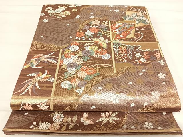 平和屋着物＊夏物　全通柄　本袋帯　唐織　流水花蝶文　金糸　正絹　逸品　DAAX0288cm 唐織 袋帯 女性着物帯・浴衣帯 | 通販・人気ランキング - 価格.com