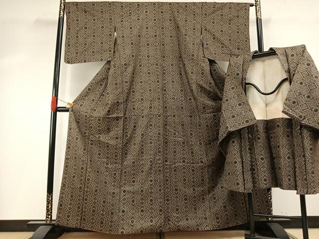 平和屋着物●本場大島紬　龍郷絣　アンサンブル　正絹　逸品　AABI1204fy