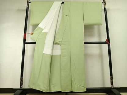 平和屋着物●上質な色無地　草花地紋　夏虫色　正絹　逸品　AABI1205fy