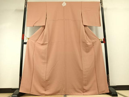 平和屋着物●上質な色無地　一斤染色　正絹　逸品　未使用　AABI1207fy