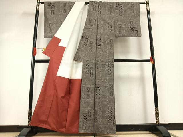 平和屋着物●本場大島紬　カタス9マルキ　吉祥花文　正絹　逸品　AABI1208fy