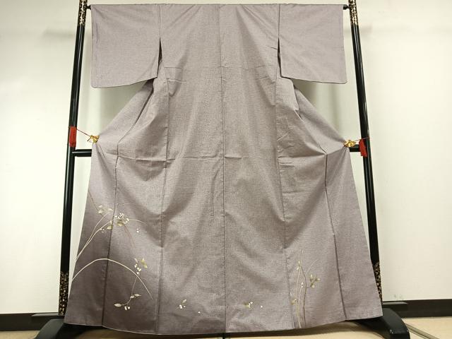 平和屋着物●本場大島紬　染大島　訪問着　枝花文　金彩　正絹　逸品　AABI1209fy