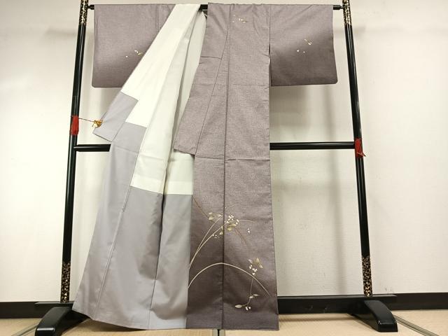 平和屋着物●本場大島紬　染大島　訪問着　枝花文　金彩　正絹　逸品　AABI1209fy