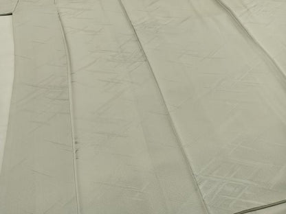 平和屋着物●上質な色無地　幾何学地紋　白花色　正絹　逸品　AABI1212fy