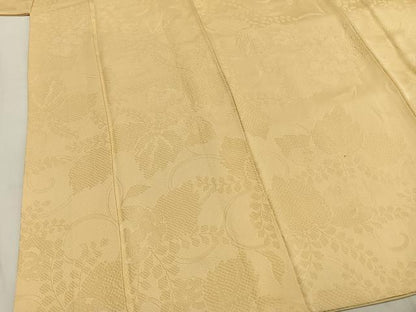 平和屋着物●上質な色無地　唐草地紋　砥粉色　正絹　逸品　AABI1213fy