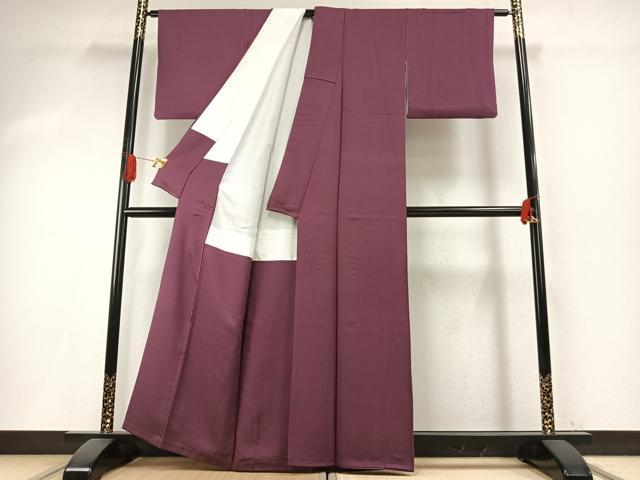 平和屋着物●上質な色無地　草木染　暗紅色　正絹　逸品　AABI1216fy