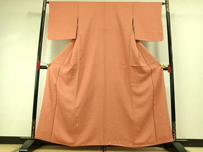平和屋着物●上質な色無地　草花地紋　東雲色　正絹　逸品　未使用　AABI1217fy