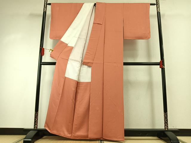 平和屋着物●上質な色無地　草花地紋　東雲色　正絹　逸品　未使用　AABI1217fy