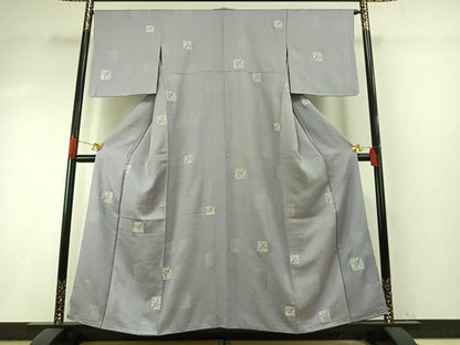 平和屋着物●上質な小紋　色紙文　金彩　正絹　逸品　未使用　AABI1218fy