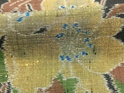 平和屋着物●小千谷紬　枝花文　黒地　正絹　逸品　AABI1221fy