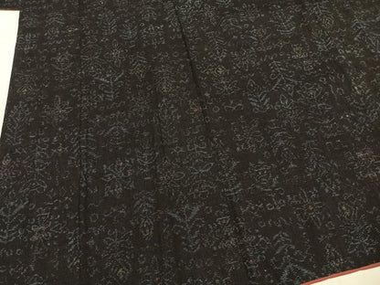 平和屋着物●結城ちぢみ　草花文　正絹　逸品　AABI1222fy