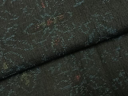 平和屋着物●結城ちぢみ　草花文　正絹　逸品　AABI1222fy