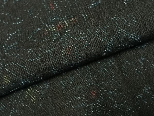 平和屋着物●結城ちぢみ　草花文　正絹　逸品　AABI1222fy