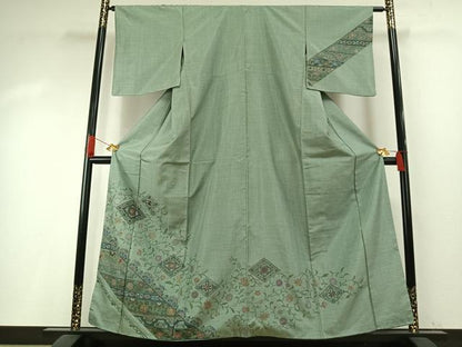 平和屋着物●中国三大刺繍　総刺繍　スワトウ刺繍　汕頭刺繍　訪問着　本場大島紬　唐草菱花文　正絹　逸品　AABI1223fy