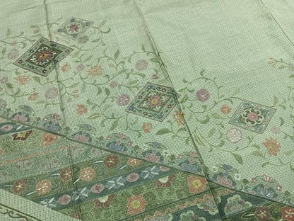 平和屋着物●中国三大刺繍　総刺繍　スワトウ刺繍　汕頭刺繍　訪問着　本場大島紬　唐草菱花文　正絹　逸品　AABI1223fy