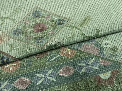 平和屋着物●中国三大刺繍　総刺繍　スワトウ刺繍　汕頭刺繍　訪問着　本場大島紬　唐草菱花文　正絹　逸品　AABI1223fy