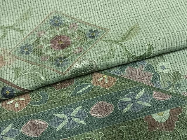 平和屋着物●中国三大刺繍　総刺繍　スワトウ刺繍　汕頭刺繍　訪問着　本場大島紬　唐草菱花文　正絹　逸品　AABI1223fy