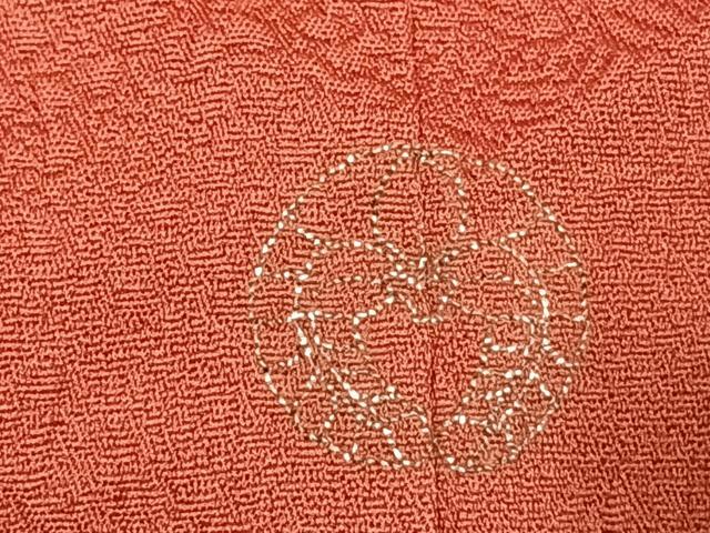 平和屋着物●本加賀友禅作家　毎田仁郎　色無地　草花地紋　浅緋色　正絹　逸品　未使用　AABI1227fy