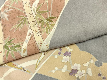 平和屋着物●訪問着　友禅　雪芝文　金彩　正絹　逸品　AABI1228fy