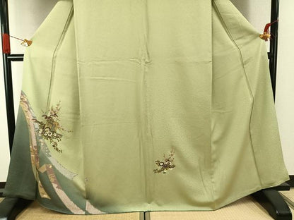 平和屋着物●訪問着　松竹梅　御所車花文　暈し染め　金彩　やまと誂製　正絹　逸品　AABI1229fy