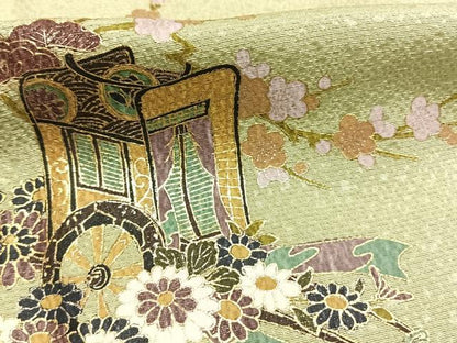 平和屋着物●訪問着　松竹梅　御所車花文　暈し染め　金彩　やまと誂製　正絹　逸品　AABI1229fy