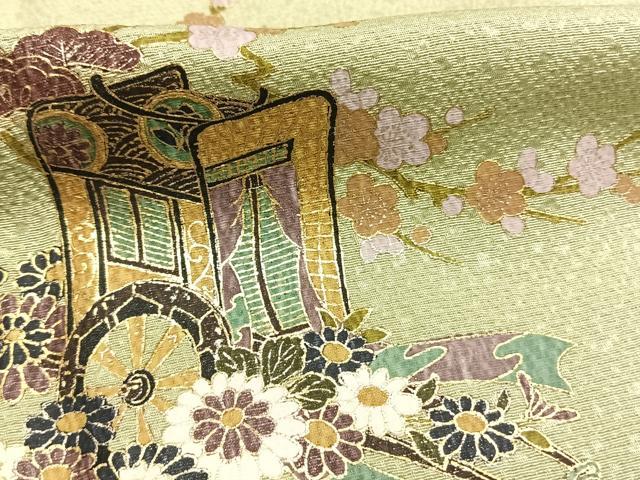 平和屋着物●訪問着　松竹梅　御所車花文　暈し染め　金彩　やまと誂製　正絹　逸品　AABI1229fy