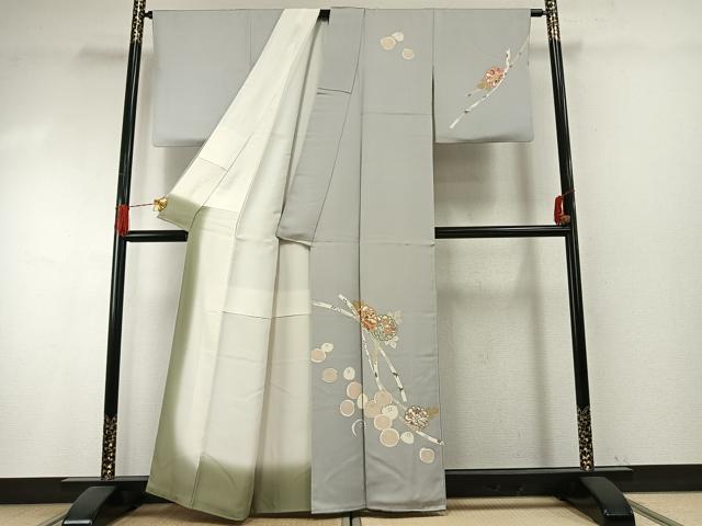 平和屋着物●訪問着　友禅　草花文　金彩　正絹　逸品　AABI1230fy