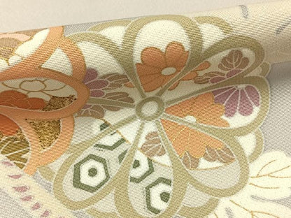 平和屋着物●訪問着　友禅　草花文　金彩　正絹　逸品　AABI1230fy