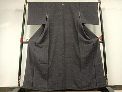 平和屋着物●お召　横段花文　正絹　逸品　AABI1231fy