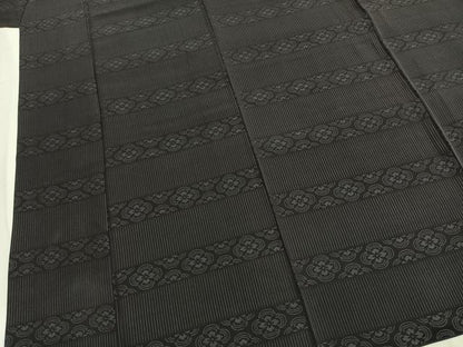 平和屋着物●お召　横段花文　正絹　逸品　AABI1231fy