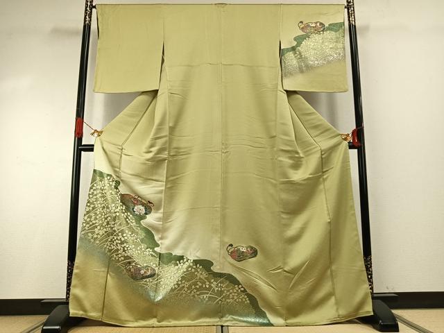 平和屋着物●訪問着　花鳥文箱文　暈し染め　金銀彩　正絹　逸品　AABI1232fy