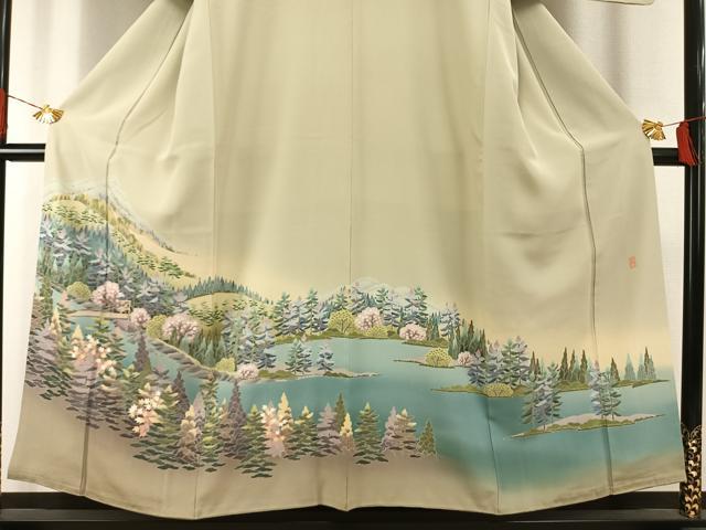 平和屋着物●十日町友禅作家　阿部佳雪 　色留袖　風景樹林文　暈し染め　正絹　逸品　AABI1235fy