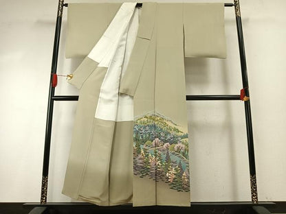 平和屋着物●十日町友禅作家　阿部佳雪 　色留袖　風景樹林文　暈し染め　正絹　逸品　AABI1235fy