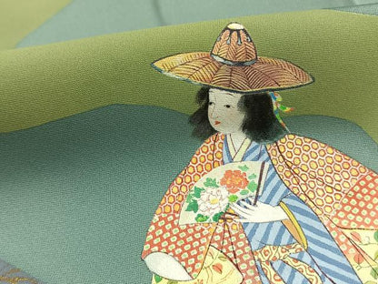 平和屋着物●訪問着　作家物　手描き　道長人物文　金彩　正絹　逸品　AABI1236fy