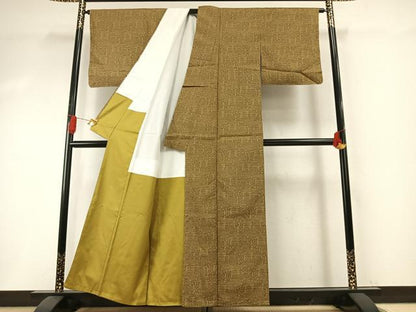 平和屋着物●上質な小紋　紬地　型染め　正絹　逸品　AABI1238fy