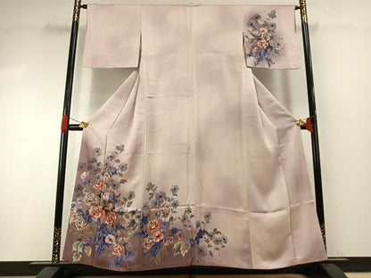平和屋着物●染色作家　斉藤三才　訪問着　手描き　草花文　暈し染め　正絹　逸品　AABI1239fy