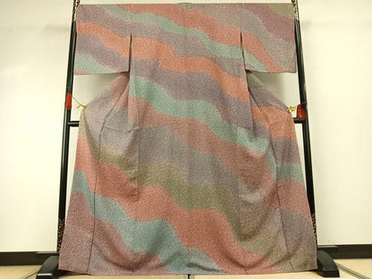 平和屋着物●訪問着　道長花文　ロング丈　正絹　逸品　AABI1241fy