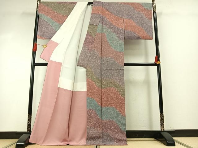 平和屋着物●訪問着　道長花文　ロング丈　正絹　逸品　AABI1241fy