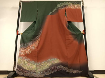 平和屋着物●訪問着　辻が花　絞り　暈し染め　金彩　正絹　逸品　AABI1242fy