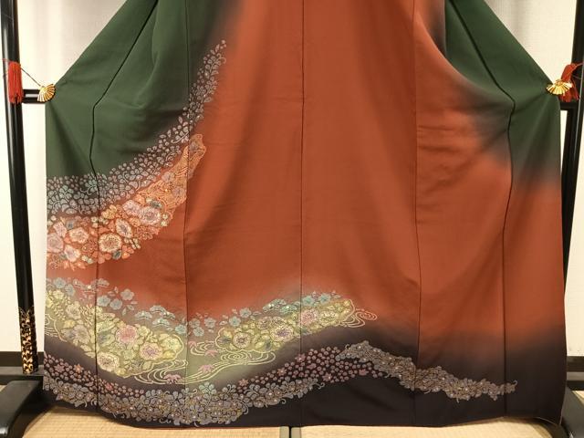 平和屋着物●訪問着　辻が花　絞り　暈し染め　金彩　正絹　逸品　AABI1242fy
