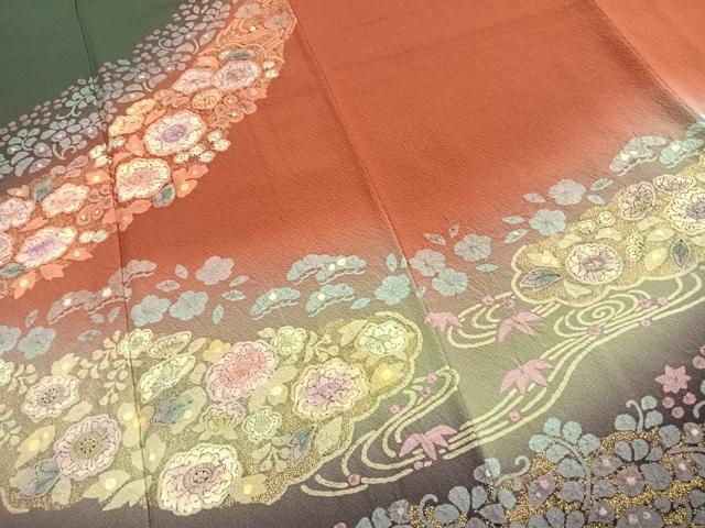 平和屋着物●訪問着　辻が花　絞り　暈し染め　金彩　正絹　逸品　AABI1242fy