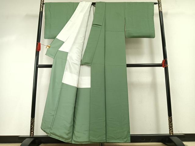 平和屋着物●上質な色無地　柳染色　正絹　逸品　AABI1243fy