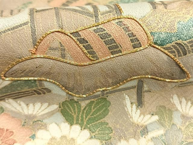 平和屋着物●訪問着　駒刺繍　松竹梅　風景文　暈し染め　金彩　西武百貨店扱い　ロング丈　正絹　逸品　AABI1247fy