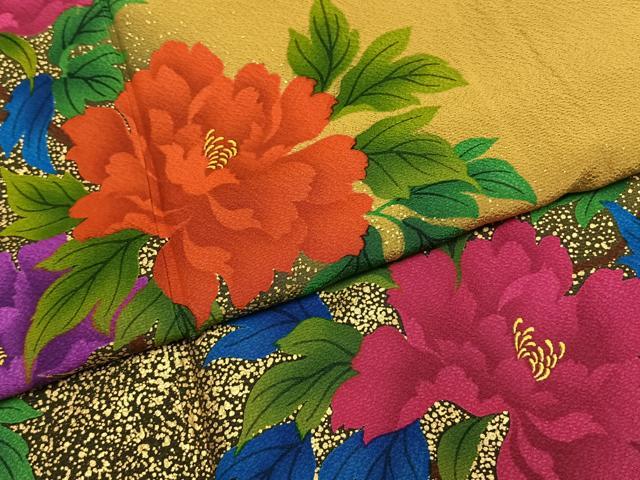 平和屋着物●豪華振袖　枝花文　暈し染め　金彩　ロング丈　正絹　逸品　AABI1248fy