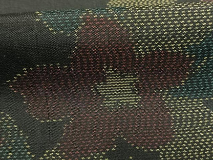 平和屋着物●本場大島紬　草花文　黒地　正絹　逸品　AABI1249fy
