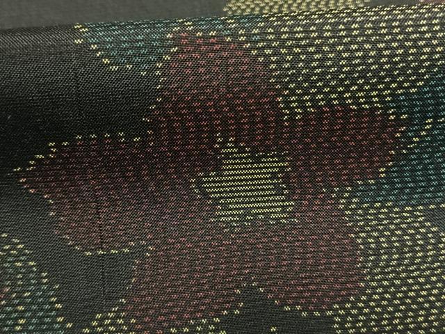 平和屋着物●本場大島紬　草花文　黒地　正絹　逸品　AABI1249fy